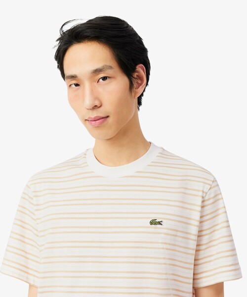 LACOSTE（ラコステ）の「マルチボーダーリンガーネック半袖Tシャツ（Tシャツ/カットソー・メンズ・ブラック/ライトブルー/ベージュ・2/3/4/5/6）」の5枚目の写真