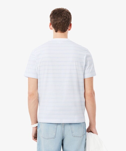 LACOSTE（ラコステ）の「マルチボーダーリンガーネック半袖Tシャツ（Tシャツ/カットソー・メンズ・ブラック/ライトブルー/ベージュ・2/3/4/5/6）」の13枚目の写真