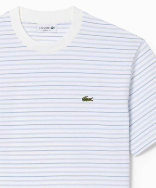LACOSTE（ラコステ）の「マルチボーダーリンガーネック半袖Tシャツ（Tシャツ/カットソー・メンズ・ブラック/ライトブルー/ベージュ・2/3/4/5/6）」の3枚目の写真