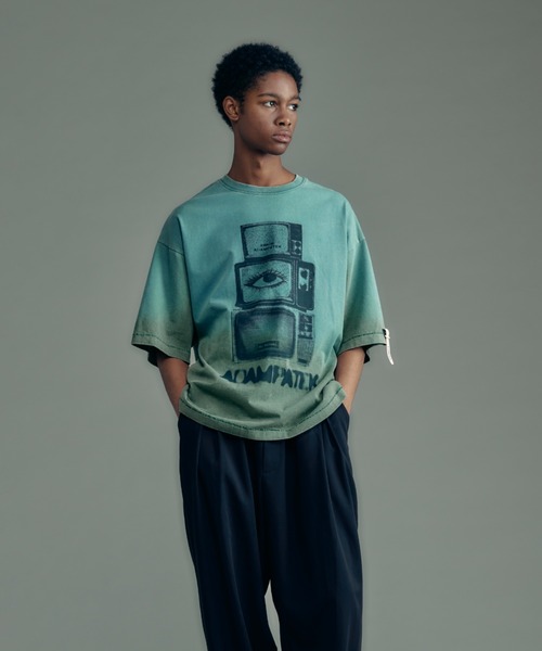 ADAM PATEK(アダムパテック)の「【ADAMPATEK/アダムパテック】noise aging T エイジングTEE(Tシャツ/カットソー・メンズ・ブラック/グリーン/ピンク/ホワイト・2/1)」の3枚目の写真