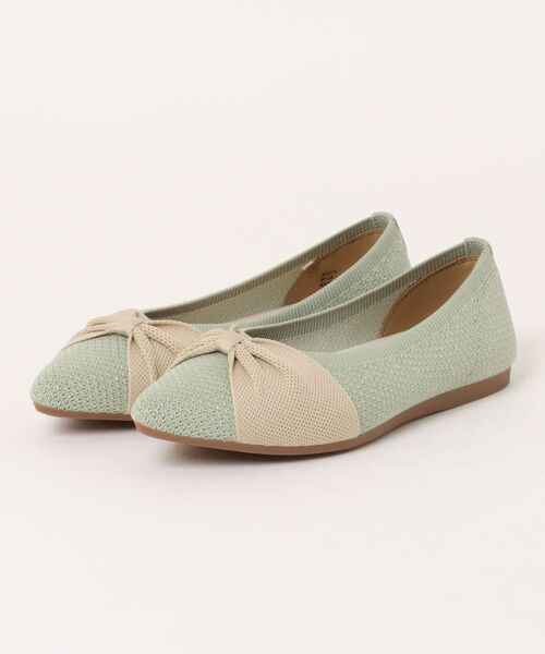 ABC-MART(エービーシーマート)の「ABC SELECT エービーシーセレクト CL RIBBON KNIT リボンニットパンプス W5075 PISTACHIO(パンプス・レディース・グリーン・X-LARGE/LARGE/MEDIUM/SMALL)」の1枚目の写真