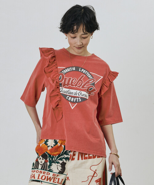 Freada(フリーダ)の「Freada/フリーダ フリルリメイク風プリントTEE(Tシャツ/カットソー・レディース・オフホワイト/レッド・ONE SIZE)」の14枚目の写真