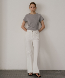 Flared boots cut denim pants [KNSS05PT07]_Ivory