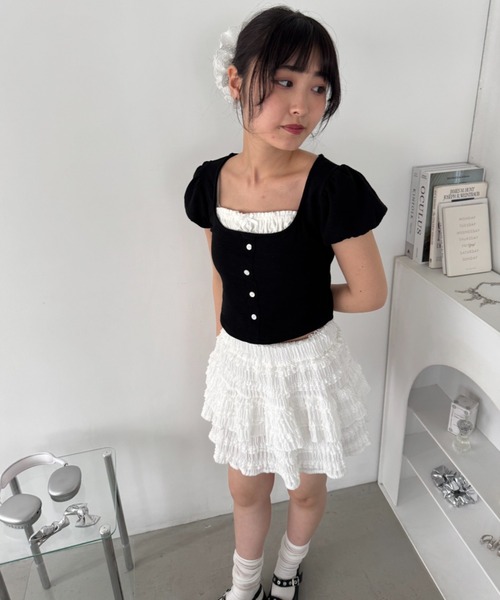 Loueme(ルエム)の「ホイップレースフリルミニスカパン(スカート・レディース・ホワイト/ピンク/アイボリー/ブラック・FREE)」の6枚目の写真