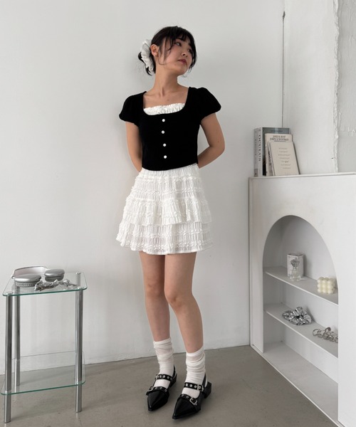 Loueme(ルエム)の「ホイップレースフリルミニスカパン(スカート・レディース・ホワイト/ピンク/アイボリー/ブラック・FREE)」の8枚目の写真