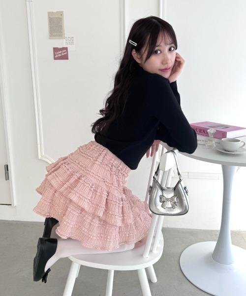 Loueme(ルエム)の「ホイップレースフリルミニスカパン(スカート・レディース・ホワイト/ピンク/アイボリー/ブラック・FREE)」の21枚目の写真