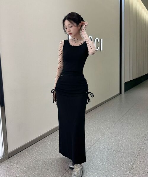 MICANE（ミケーネ）の「メナスリーブレスフォールドスカートセットアップ（スカート・レディース・ブラック/チャコール・SMALL/MEDIUM/LARGE/X-LARGE）」の9枚目の写真