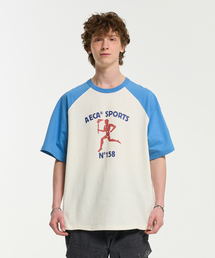 RAGLAN COLOR BLOCK RUNNER HALF SLEEVE TEE-IVORY