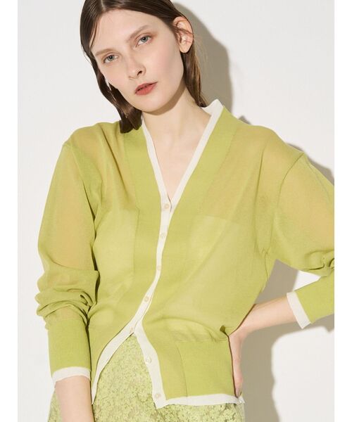 ELENDEEK（エレンディーク）の「カラーレイヤーシアーカーディガン（ニット/セーター・レディース・オフホワイト/ライム/ベージュ・FREE）」の3枚目の写真