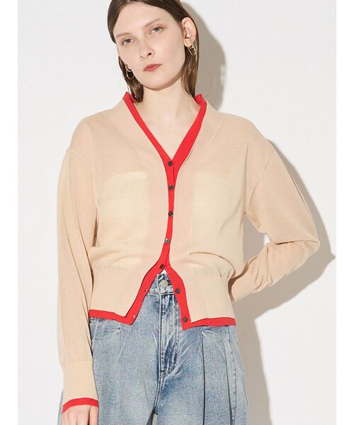 ELENDEEK（エレンディーク）の「カラーレイヤーシアーカーディガン（ニット/セーター・レディース・オフホワイト/ライム/ベージュ・FREE）」の5枚目の写真