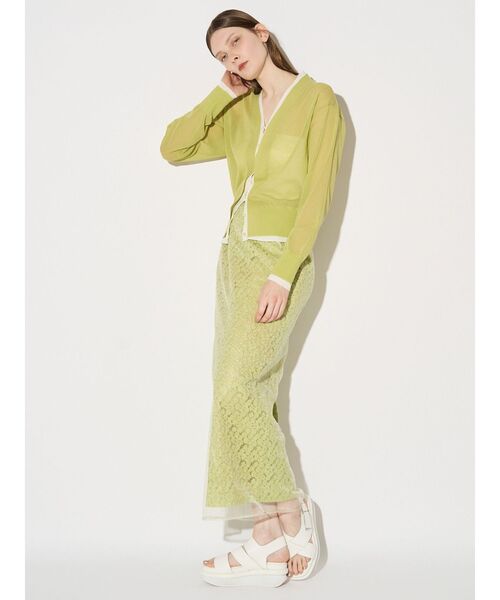 ELENDEEK（エレンディーク）の「カラーレイヤーシアーカーディガン（ニット/セーター・レディース・オフホワイト/ライム/ベージュ・FREE）」の21枚目の写真