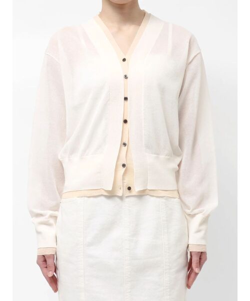 ELENDEEK（エレンディーク）の「カラーレイヤーシアーカーディガン（ニット/セーター・レディース・オフホワイト/ライム/ベージュ・FREE）」の11枚目の写真