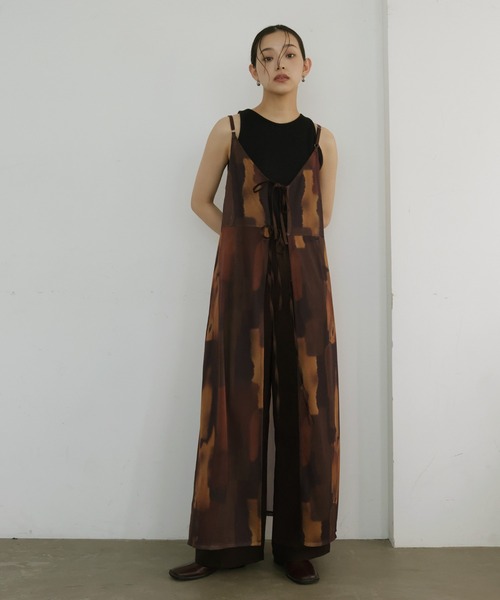 hellam(へラム)の「ニュアンスシアーキャミワンピース(ワンピース・レディース・ベージュ/ブラックミックス/ブラウン・FREE)」の1枚目の写真