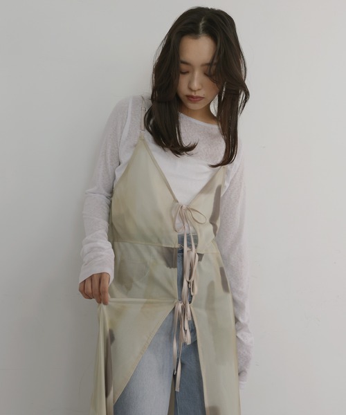 hellam(へラム)の「ニュアンスシアーキャミワンピース(ワンピース・レディース・ベージュ/ブラックミックス/ブラウン・FREE)」の21枚目の写真
