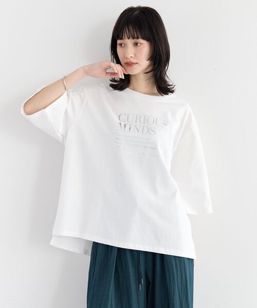 セール】【UVカット】ワイドスリーブ箔プリントTee（Tシャツ 