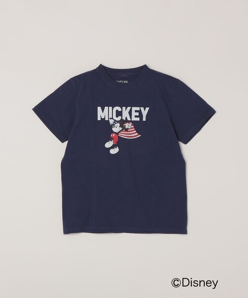 SHIPS any(シップス エニィ)の「【SHIPS any別注】GOOD ROCK SPEED:〈洗濯機可能〉ミッキーマウス / フラッグ プリント Tシャツ<KIDS>◆(Tシャツ/カットソー・キッズ・ネイビー・130/150)」の1枚目の写真