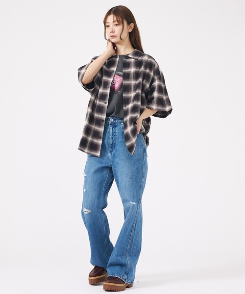 Revo.(レボ)の「【Revo. / レヴォ】TH-4093 / オンブレチェック 半袖シャツ / ユニセックス(シャツ/ブラウス・メンズ・グリーン/ブラウン/ブラック・M/L)」の4枚目の写真