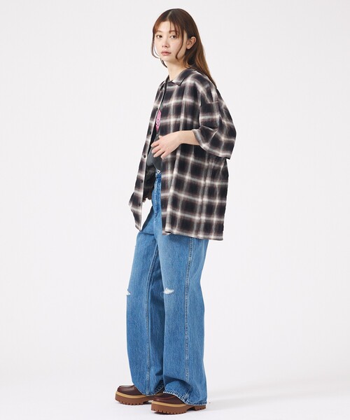 Revo.(レボ)の「【Revo. / レヴォ】TH-4093 / オンブレチェック 半袖シャツ / ユニセックス(シャツ/ブラウス・メンズ・グリーン/ブラウン/ブラック・M/L)」の5枚目の写真