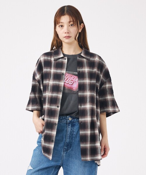 Revo.(レボ)の「【Revo. / レヴォ】TH-4093 / オンブレチェック 半袖シャツ / ユニセックス(シャツ/ブラウス・メンズ・グリーン/ブラウン/ブラック・M/L)」の6枚目の写真