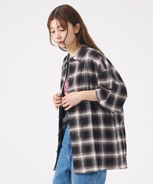 Revo.(レボ)の「【Revo. / レヴォ】TH-4093 / オンブレチェック 半袖シャツ / ユニセックス(シャツ/ブラウス・メンズ・グリーン/ブラウン/ブラック・M/L)」の8枚目の写真