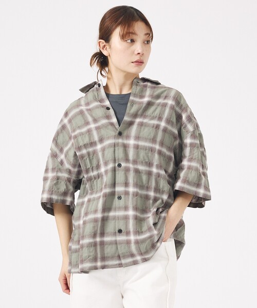 Revo.(レボ)の「【Revo. / レヴォ】TH-4093 / オンブレチェック 半袖シャツ / ユニセックス(シャツ/ブラウス・メンズ・グリーン/ブラウン/ブラック・M/L)」の16枚目の写真