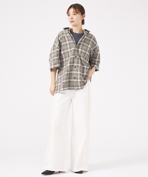 Revo.(レボ)の「【Revo. / レヴォ】TH-4093 / オンブレチェック 半袖シャツ / ユニセックス(シャツ/ブラウス・メンズ・グリーン/ブラウン/ブラック・M/L)」の17枚目の写真