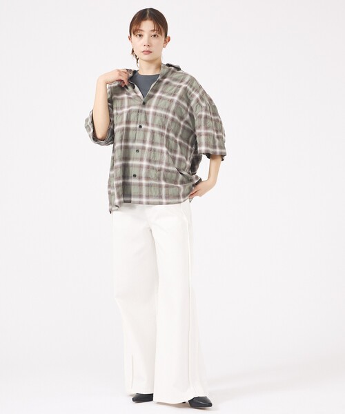 Revo.(レボ)の「【Revo. / レヴォ】TH-4093 / オンブレチェック 半袖シャツ / ユニセックス(シャツ/ブラウス・メンズ・グリーン/ブラウン/ブラック・M/L)」の18枚目の写真