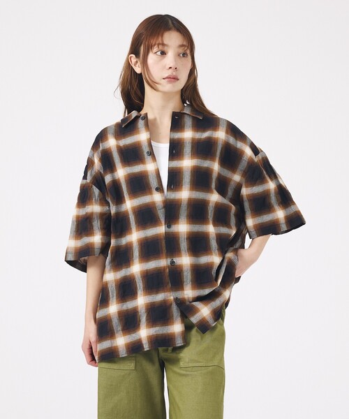 Revo.(レボ)の「【Revo. / レヴォ】TH-4093 / オンブレチェック 半袖シャツ / ユニセックス(シャツ/ブラウス・メンズ・グリーン/ブラウン/ブラック・M/L)」の20枚目の写真