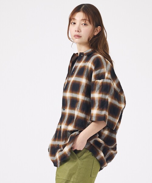 Revo.(レボ)の「【Revo. / レヴォ】TH-4093 / オンブレチェック 半袖シャツ / ユニセックス(シャツ/ブラウス・メンズ・グリーン/ブラウン/ブラック・M/L)」の22枚目の写真