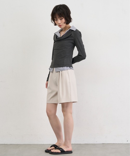 NUJOH(ヌゾ)の「Layered Collar Draped Top / レイヤードカラードレープトップ(シャツ/ブラウス・レディース・グレー/チャコールグレー・FREE)」の13枚目の写真
