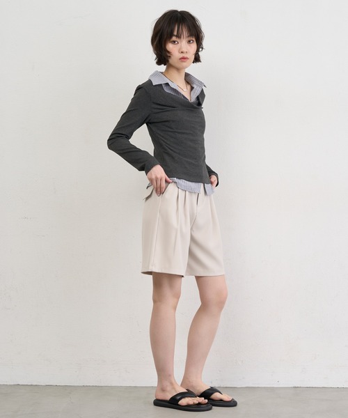 NUJOH(ヌゾ)の「Layered Collar Draped Top / レイヤードカラードレープトップ(シャツ/ブラウス・レディース・グレー/チャコールグレー・FREE)」の12枚目の写真