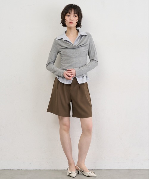 NUJOH(ヌゾ)の「Layered Collar Draped Top / レイヤードカラードレープトップ(シャツ/ブラウス・レディース・グレー/チャコールグレー・FREE)」の22枚目の写真
