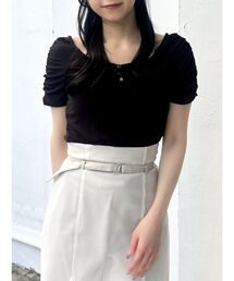dazzlin | タイ付ギャザーカットトップス(Tシャツ/カットソー)