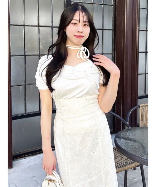 dazzlin(ダズリン)の「タイ付ギャザーカットトップス(Tシャツ/カットソー・レディース・イエロー/ブラウン/オフホワイト/ブルー・FREE)」の20枚目の写真