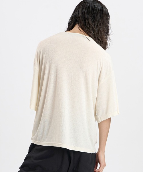 NO ID.（ノーアイディ）の「【NO ID.】Cut-off Boat Neck BIG T-Shirt / カットオフ ボートネック ビッグ Tシャツ（Tシャツ/カットソー・メンズ・アイボリー/ブラック/グレー・ONE SIZE）」の15枚目の写真