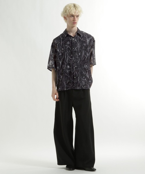 HARE（ハレ）の「フラワーシアージャガードシャツ(HARE)（シャツ/ブラウス・メンズ・ブラック/ホワイト/ベージュ・SMALL/MEDIUM）」の4枚目の写真