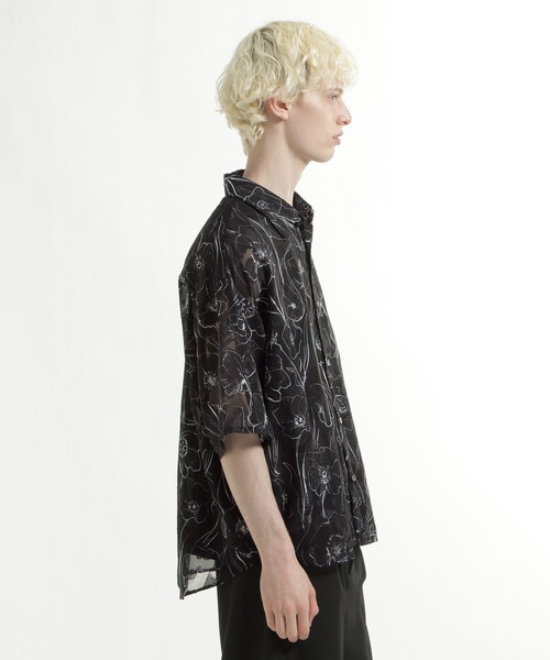 HARE（ハレ）の「フラワーシアージャガードシャツ(HARE)（シャツ/ブラウス・メンズ・ブラック/ホワイト/ベージュ・SMALL/MEDIUM）」の11枚目の写真