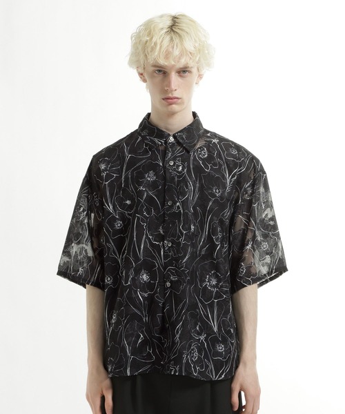 HARE（ハレ）の「フラワーシアージャガードシャツ(HARE)（シャツ/ブラウス・メンズ・ブラック/ホワイト/ベージュ・SMALL/MEDIUM）」の15枚目の写真