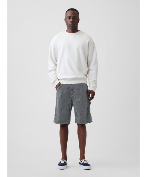 GAP（ギャップ）の「9インチ デニム レールロード ストライプ カーペンター ショートパンツ（デニムパンツ・メンズ・ブルー・28W/30W/34W/32W/36W）」の5枚目の写真