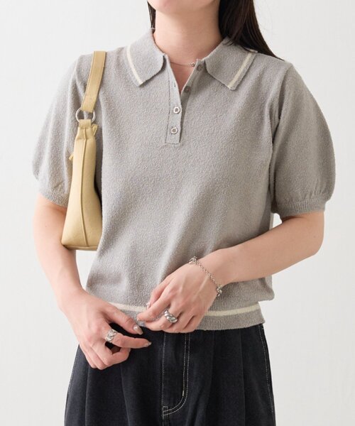 Kastane(カスタネ)の「【一部店舗限定】B ブークレラインニットポロ(ポロシャツ・レディース・アイボリー/グレー/ネイビー・FREE)」の17枚目の写真