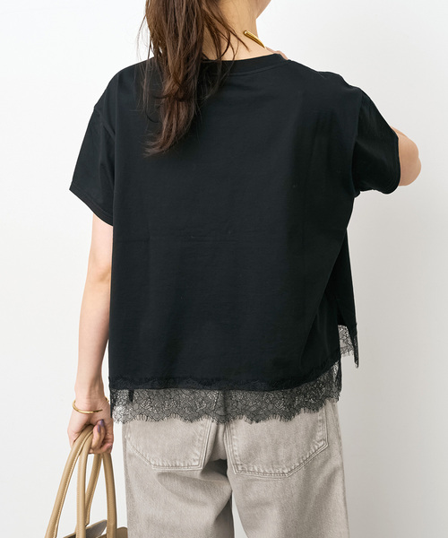 Spick & Span(スピックアンドスパン)の「《追加》ヘムレース付きTシャツ(Tシャツ/カットソー・レディース・ブラック/ホワイト・FREE)」の10枚目の写真