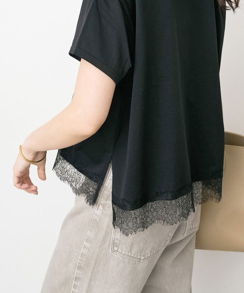 Spick & Span(スピックアンドスパン)の「《追加》ヘムレース付きTシャツ(Tシャツ/カットソー・レディース・ブラック/ホワイト・FREE)」の11枚目の写真