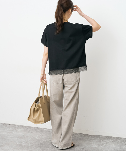 Spick & Span(スピックアンドスパン)の「《追加》ヘムレース付きTシャツ(Tシャツ/カットソー・レディース・ブラック/ホワイト・FREE)」の13枚目の写真