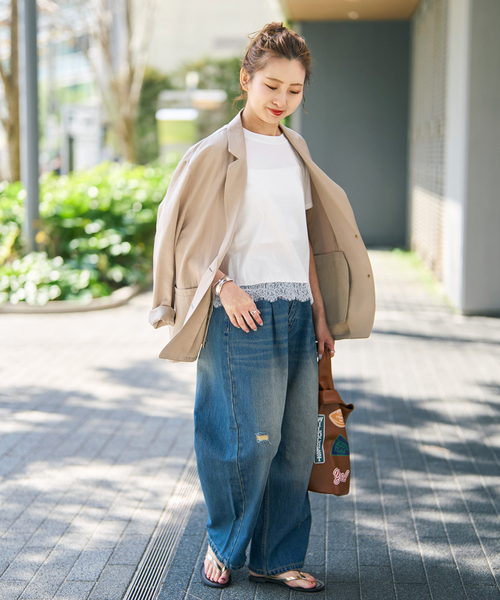 Spick & Span(スピックアンドスパン)の「《追加》ヘムレース付きTシャツ(Tシャツ/カットソー・レディース・ブラック/ホワイト・FREE)」の20枚目の写真