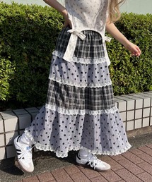 アソートパッチワークフリルロングスカート