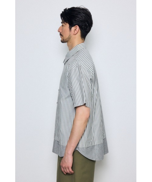 AZUL by moussy(アズールバイマウジー)の「フェイクレーヤードストライプシャツ(シャツ/ブラウス・メンズ・グレー系その他/ブルー系その他・MEDIUM/LARGE)」の8枚目の写真