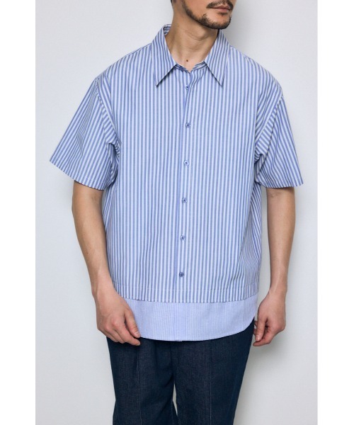 AZUL by moussy(アズールバイマウジー)の「フェイクレーヤードストライプシャツ(シャツ/ブラウス・メンズ・グレー系その他/ブルー系その他・MEDIUM/LARGE)」の14枚目の写真