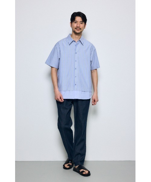 AZUL by moussy(アズールバイマウジー)の「フェイクレーヤードストライプシャツ(シャツ/ブラウス・メンズ・グレー系その他/ブルー系その他・MEDIUM/LARGE)」の17枚目の写真