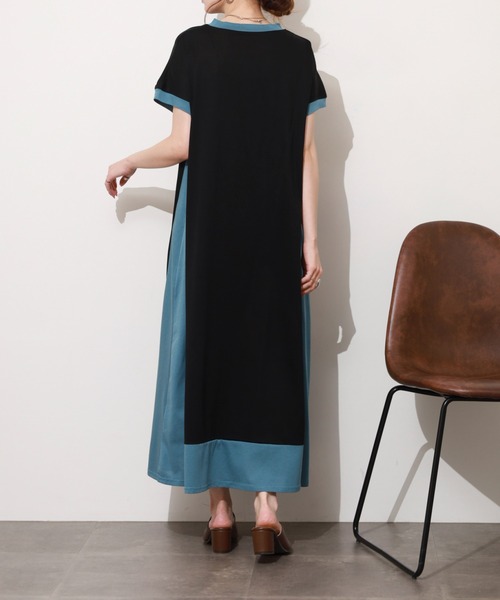 BRODIAEA(ブローディア)の「BRODIAEA ハイブリッドコットンシリーズ配色ワンピース 半袖(ワンピース・レディース・モカ/ブラック/ネイビー・40)」の10枚目の写真