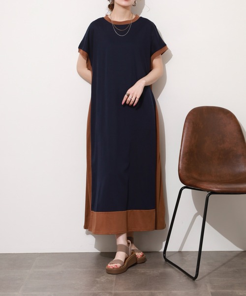 BRODIAEA(ブローディア)の「BRODIAEA ハイブリッドコットンシリーズ配色ワンピース 半袖(ワンピース・レディース・モカ/ブラック/ネイビー・40)」の20枚目の写真